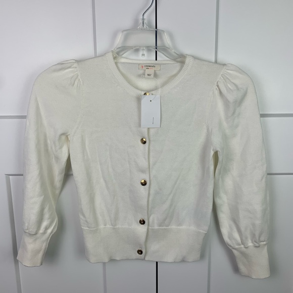 Crewcuts Other - NWT Crewcuts Girls 6-7 S Ivory Puff Sleeve Cardigan Sweater Button Front Preppy